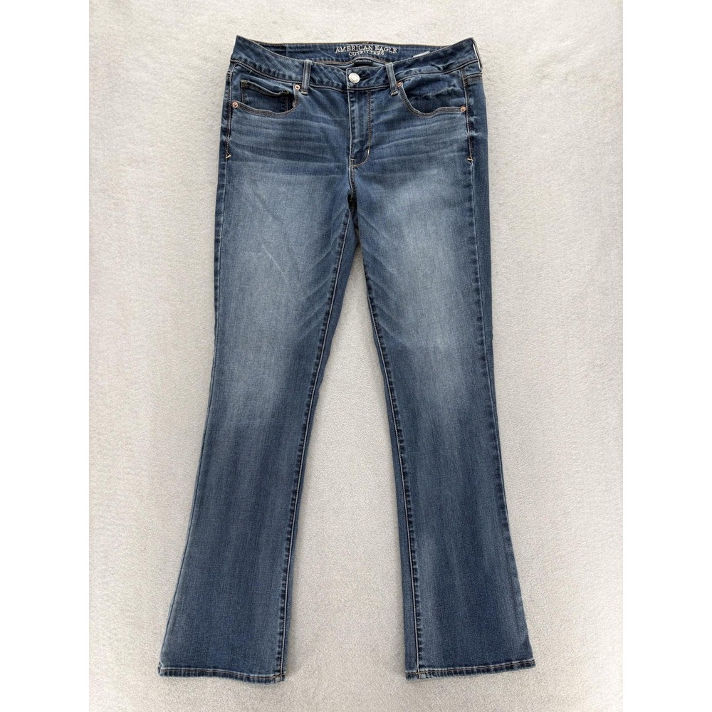 American Eagle Skinny Kick Jeans Womens 14 Long Blue Wash Stretch Denim Y2K Pant